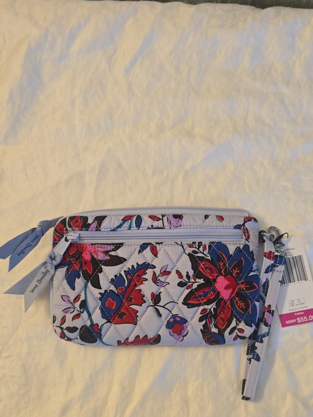 Vera Bradley RFID Slim Wristlet Quilted Vineyard Floral Cotton New